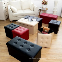 2021 Wholesale PU Leather Storage Ottoman and Foldable Ottoman Storage for Furniture Storage Box